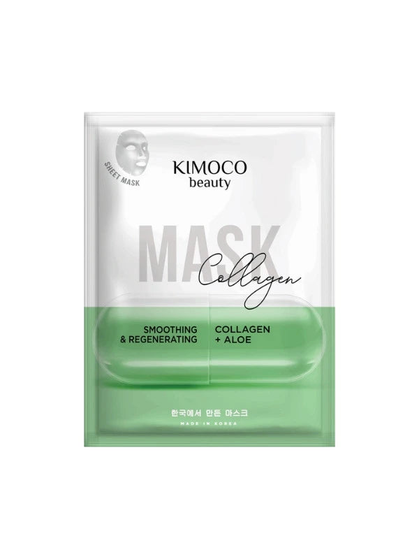 Kimoco Beauty Smoothing and Regenerating Face Sheet Mask cu colagen și Aloe Vera 23 ml